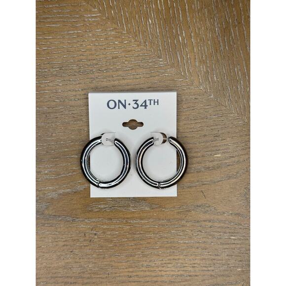 Jewelry - ON 34th Silver Hoop Earrings Thick Chunky Classic Round Polished Minimalist
